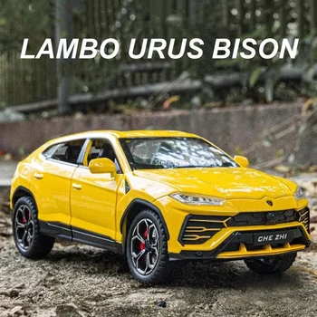 1/24 Lambo URUS Bison SUV da Liga de Desportos de Brinquedos Modelo de Carro Diecasts de Metal Veículos Off-road de Simulação de Som E Luz Crianças Brinquedo Presentes