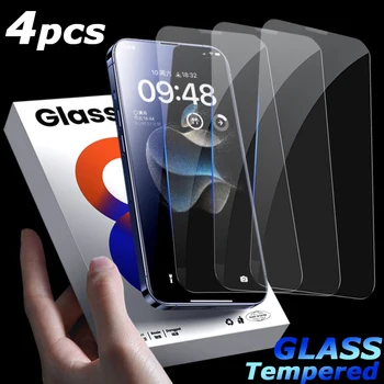 1-4pack de Vidro Temperado de Protetor de Tela para o IPhone 15 Pro Máximo de 15 Plus Premium HD Temperado transparente Película Protetora para IPhone 15Pro