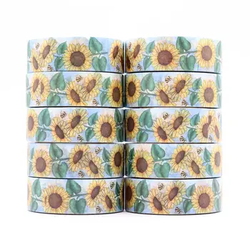 10PCS/lot 15mm*10m Primavera de Girassol Plantas Washi Adesivos Decorativos papel de carta MaskingTape material escolar