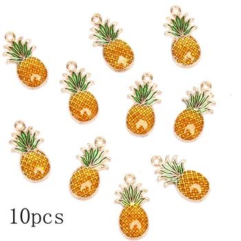 10Pcs/Set Fruto do Abacaxi Liga de Encantos Pingente de Pérolas Ajuste Bracelete Para as Mulheres Jóia da Menina Fazendo com Acessórios