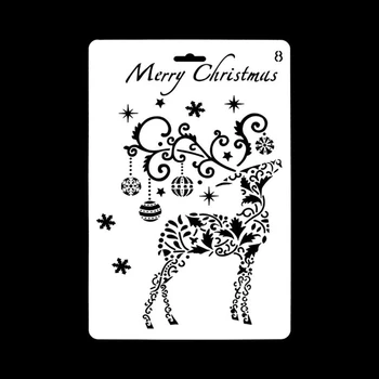 12PCS de Natal Desenho Stencils para Crianças de Cartão de Presente Fazendo a Festa de Natal Decoração