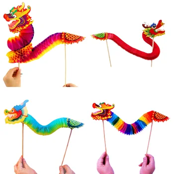 1PCS o Papel de DIY Dragão Material de Artesanato feito a mão do Ano Novo Chinês, Decoração Dragões Chineses Dança Tridimensional Puxar Flor