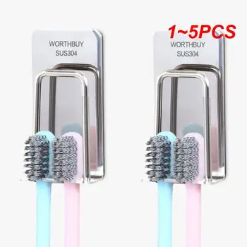 1~5PCS de Aço Inoxidável Durável Titular da Escova de dentes casa de Banho Colar Tipo de Montagem na Parede Escova de dentes pasta de dentes Titular Rack casa de Banho