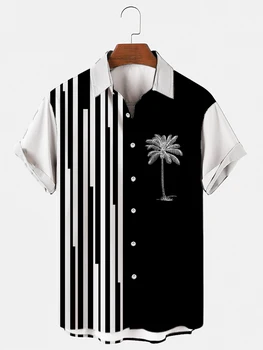 2023 Homens de Camisa Havaiana 5xl Solta Esticar a Camisa de Cima para Homens E Mulheres de Impressão 3d coqueiro Único Breasted de Manga Curta Praia