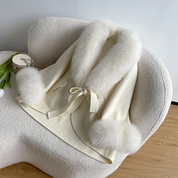 2023 Inverno de Luxo Novo Casaco de Lã Mulheres da metade do comprimento do Casaco de Lã de Raposa de Casaco casaco de inverno casacos para mulheres