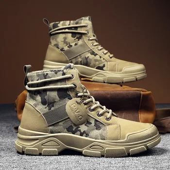 2023 Outono Botas Militares para Homens de Camuflagem do Deserto Botas de Alta-top Tênis antiderrapante Sapatos de Trabalho para Homens Buty Robocze Meskie