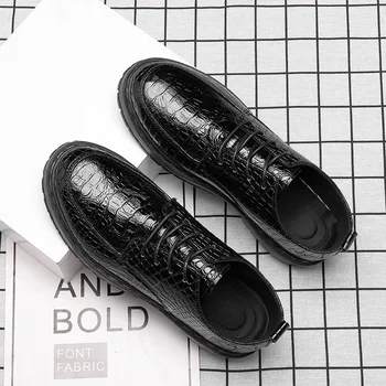 2024 Homens se vestem Sapatos de Couro para Homens Crocodilo Grão de Sapatos Masculinos Renda Mens de Negócios Sapato Formal do Dedo do pé Redondo Casual Designer de Sapatos