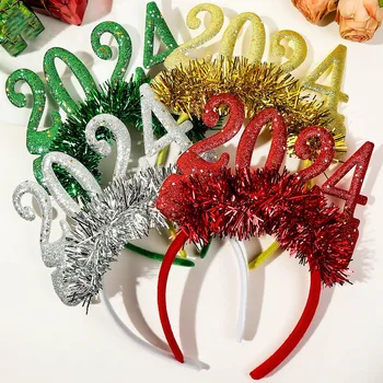 2024 Um Feliz Ano Novo A Cabeça De Brilho De Estrelas Lantejoulas Cabelo Aro Cosplay Traje De Natal Cabeça De Aro Festival Adultos, As Crianças Headwear