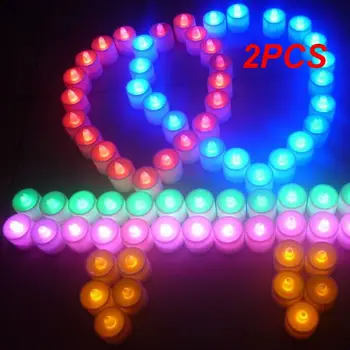 2PCS Flameless velas LED Multicolor Lâmpada Romântico Velas Ilumina-se Para a Casa, Festa de Aniversário, Decoração de Casamento
