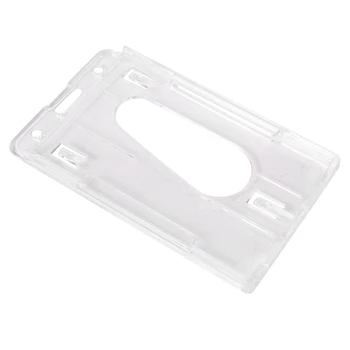 3X Vertical de Plástico Rígido porta-Crachá Duplo Cartão de IDENTIFICAÇÃO de Multi Transparente 10X6cm