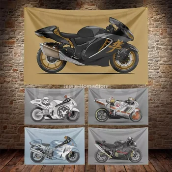 3X5Ft Suzuki Moto Bandeira de Poliéster para Impressão Digital Moto Clube Banner