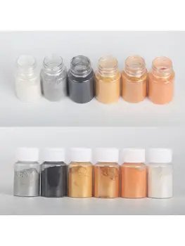 6 Cores De Metal Tons De Mica Pérola Pigmento Em Pó Kit De Cosméticos Grau Metálicas Corante Tinta De Resina Epóxi Fazer Arte