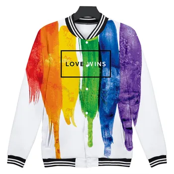 A Coats LGBT Jaqueta de Beisebol Homens Mulheres Bandeira do arco-íris Lésbicas, Gays Casaco Casual Harajuku Manga Longa com Capuz
