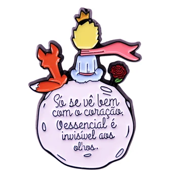 A2722 Cartoon Príncipe Esmalte Pin Personalizado Broche de Roupas Fox Rosa Planeta Animal Emblema para o Saco de Lapela Jóia de Presente para as Crianças Amigos