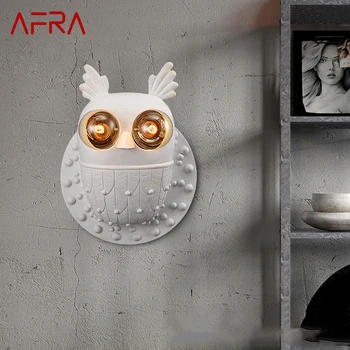 AFRA Contemporânea Coruja Branca Lâmpada de Parede LED Criativo Candeeiro de Iluminação Decorativa Para Viver Quarto Office