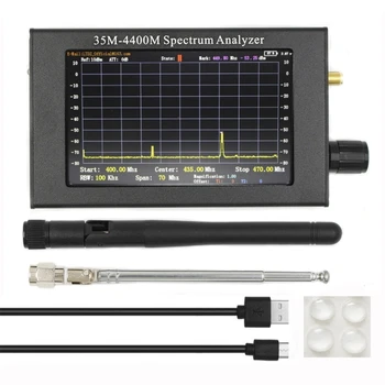 Analisador de frequências de 4,3 Polegadas Tela LCD Analisador de Espectro 35M-4400Mhz ADF4351 de Mão de Frequência Pequeno Testador com Antena