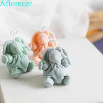 Animais 3D molde de Coelho coelho de silicone sabão molde de Páscoa animal vela aroma de molde a fabricação de sabão Molde