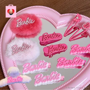 Barbie Headwear Y2K Kawaii cor-de-Rosa Gancho de Cabelo Banda Cabeça de Meninas Doce Molas Scrunchies Cabelo, Anéis e Acessórios para o Cabelo das Mulheres