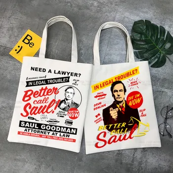 Better Call Saul Shopper Sacos de Shopping Bag Tote Bag de TV a Quebra de Bolsa de Ombro de Lona Sacos de Grande Capacidade, Faculdade de Bolsa