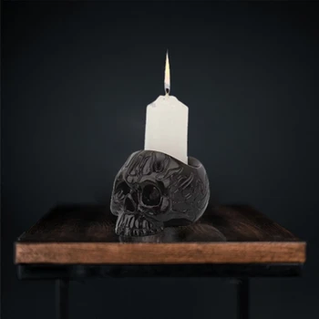 Black Skull Velas A Decoração De Halloween Vela Ficar Em Casa Castiçais De Resina De Mesa, Enfeites De Mesa Candelabros
