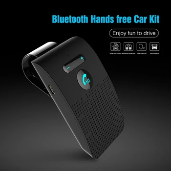 Bluetooth 5.0 Kit mãos livres Estéreo alto-Falante 2W sem fio Receptor de Áudio Leitor de Música MP3 com Cancelamento de Ruído a Viseira de Sol do Clipe