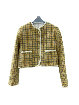 Cardigan casaco de gola redonda solta versão de hit de cor única-do-peito-design confortável e acolhedor 2023 inverno nova 1206