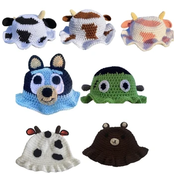 Chapéu de malha Animal Urso para Meninas Y2K-MENINA de Chapéu de Crochê Slouchy Projetos