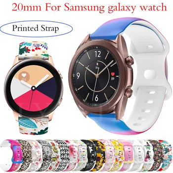 Correia da impressão Para Samsung Galaxy Watch Active 2 40 44mm 3 41mm Esporte Pulseira de Substituição da Pulseira 20 mm, Pulseira Banda