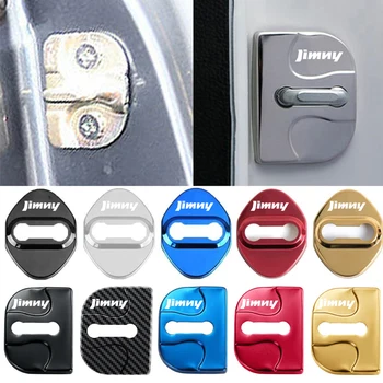 De Aço inoxidável Porta do Carro Bloqueio de Capas de Proteção para Suzuki JIMNY Logotipo Auto Bujão da Porta Fivela Anti-ferrugem Caso Accessorie