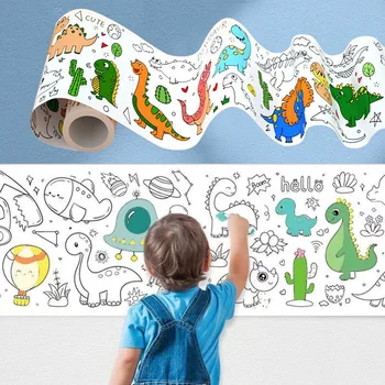 Desenhos de crianças Rolo Pegajosa Cor de Enchimento de Papel de Graffiti de Deslocamento para Colorir Rolo de Papel para as Crianças DIY Pintura de Brinquedos Educativos