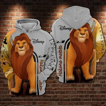 Disney Simba, o Rei Leão da Disney Hakuna Matata Sobre Impressão 3D Homens e Crianças Capuz Zip Hoodie