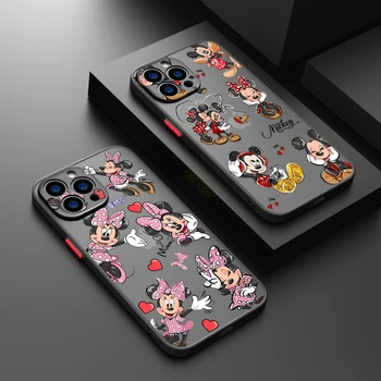 Do rato de Minnie do Mickey de Tendências de Moda Para o iPhone da Apple 15 14 13 12 11 Mini XR XS X 8 7 Pro Max Plus TPU Fosco Translúcido Caso de Telefone