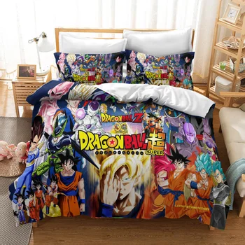 Dragon Ball Z Conjunto De Cama De Capa De Edredão Goku Fronha De Desenhos Animados Anime Cama Do Quarto De Capa De Edredão Fundamentos Atender Crianças Presentes