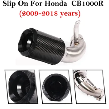 Escorregar Para Honda Cb1000R CB 1000R 2009 - 2018 de Exaustão da Motocicleta Completa do Sistema Meados de Link de Fibra de Carbono, Tubo de Escape Modificado Silenciador