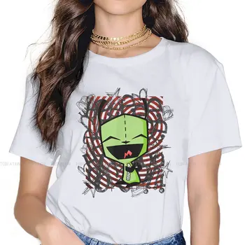 Feliz Gir Clássica Camiseta Para Mulheres Invasor Zim Gaz Membrana Animado Tops de Moda Senhora T-Shirt 5XL Homme de Impressão de grandes dimensões