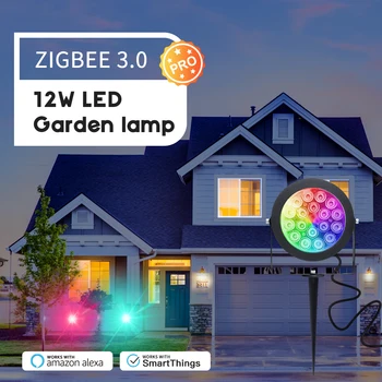 GLEDOPTO Zigbee 3.0 Exterior LED Lâmpada do Jardim de Luz 12W Pro IP65 Impermeável Trabalhar Com SmartThings Tuya Aplicação De 2,4 G de RF Controle Remoto