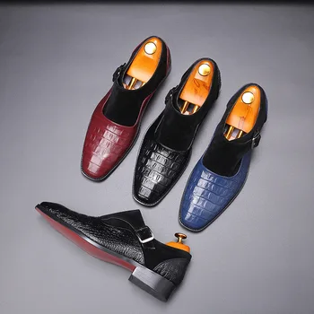 Homens novos Sapatos de crocodilo grão de Moda de Luxo Noivo de Casamento Sapatos de Homens de Luxo em estilo italiano de Sapatos Oxford Tamanho Grande 48
