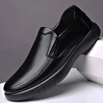 Homens Sapatos de Couro Preto Macio e Confortável Inferior Primavera Outono Melhor Homem Homens de Negócios Formal, Não-Deslizamento Desgaste Ocasional de Calçados