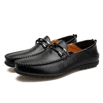 Homens Sapatos Macios Mocassins de Alta Qualidade Feijão Sapatos dos Homens de Couro Sapatos