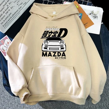 Inicial D Capuz Moda Capuz Para MAZDA RX-7 FC3S Gráfico de Impressão de Camisas de Manga comprida Homens Harajuku Anime Camisolas Sudaderas