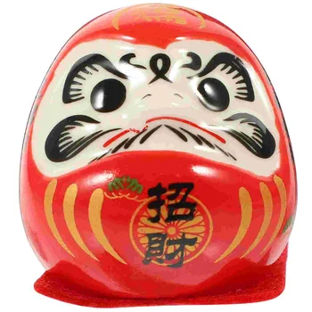 Japonês Decorações Dharma Ovos Daruma Copo De Porcelana 4.7X4.4X4.2CM Carro Cerâmica Vermelha Figurine