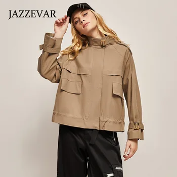 JAZZEVAR Primavera/Outono 2023 Curto Blusão Pequeno Companheiro Nova Solto e Casual Trench Coats Mulheres