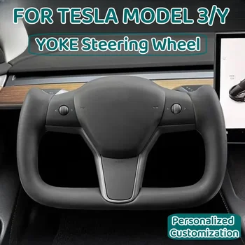 Jugo Volante Para o Tesla Model 3 Y Aquecimento Opcional Personalizada de Fibra de Carbono, Couro NAPA Acessórios do Carro 2017-2022 2023