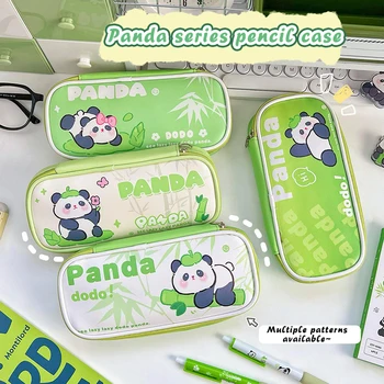 Kawaii Panda estojo de Couro PU de Grande Capacidade Multifuncional Lápis Saco Caixa de papel de carta, Caneta de Bolsa de Escritório material Escolar