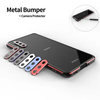 Luxo para Sony Xperia 10 iii Caso 1 III Alumínio pára-choque de Metal Frame Magro de Pele de Protecção Tampa do Telefone + Carmera Protetor de Lente