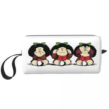 Mafalda E Seus Gestos Bolsa De Maquiagem Bolsa Saco Cosmético Homens Mulheres Kawaii Cartoon Produtos De Higiene Pessoal, Sacos Para Acessórios Organizador