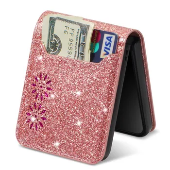 Moda Bling Glitter Cartão de Carteira couro Case Para Samsung Galaxy Z Flip 5 Case Para Galaxy Z Flip3 Tampa Z Flip 4 Capa Z Flip5