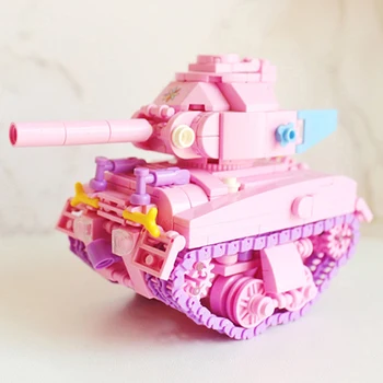 Modelo 3D DIY Mini Blocos de Tijolos do Edifício cor-de-Rosa em forma de Coração Adesivo do Tanque Bonito Criatividade Brinquedo de Presente Brinquedo para Crianças