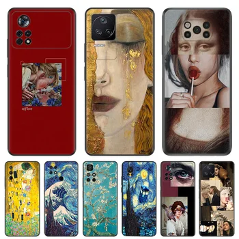 Mona Lisa de Van Gogh Silicone Preto Casos de Telefone para o Xiaomi Mi Poco Pro X5 C55 C40 C50 X4 X3 M4 M3 NFC M5 M5S F4 F3 F1 GT Tampa