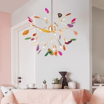 O design italiano com a árvore chandelier, lâmpada do Quarto sala Cozinha escandinava lustre natural Ágata Decoração de luminaria pendente
